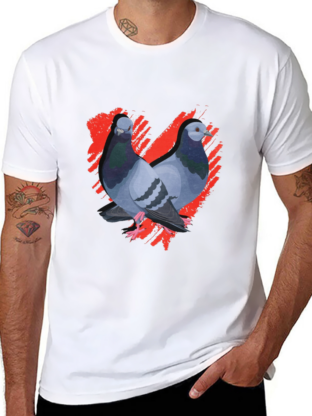 Pigeon Love Graphic Tee - Black Cotton T-Shirt
