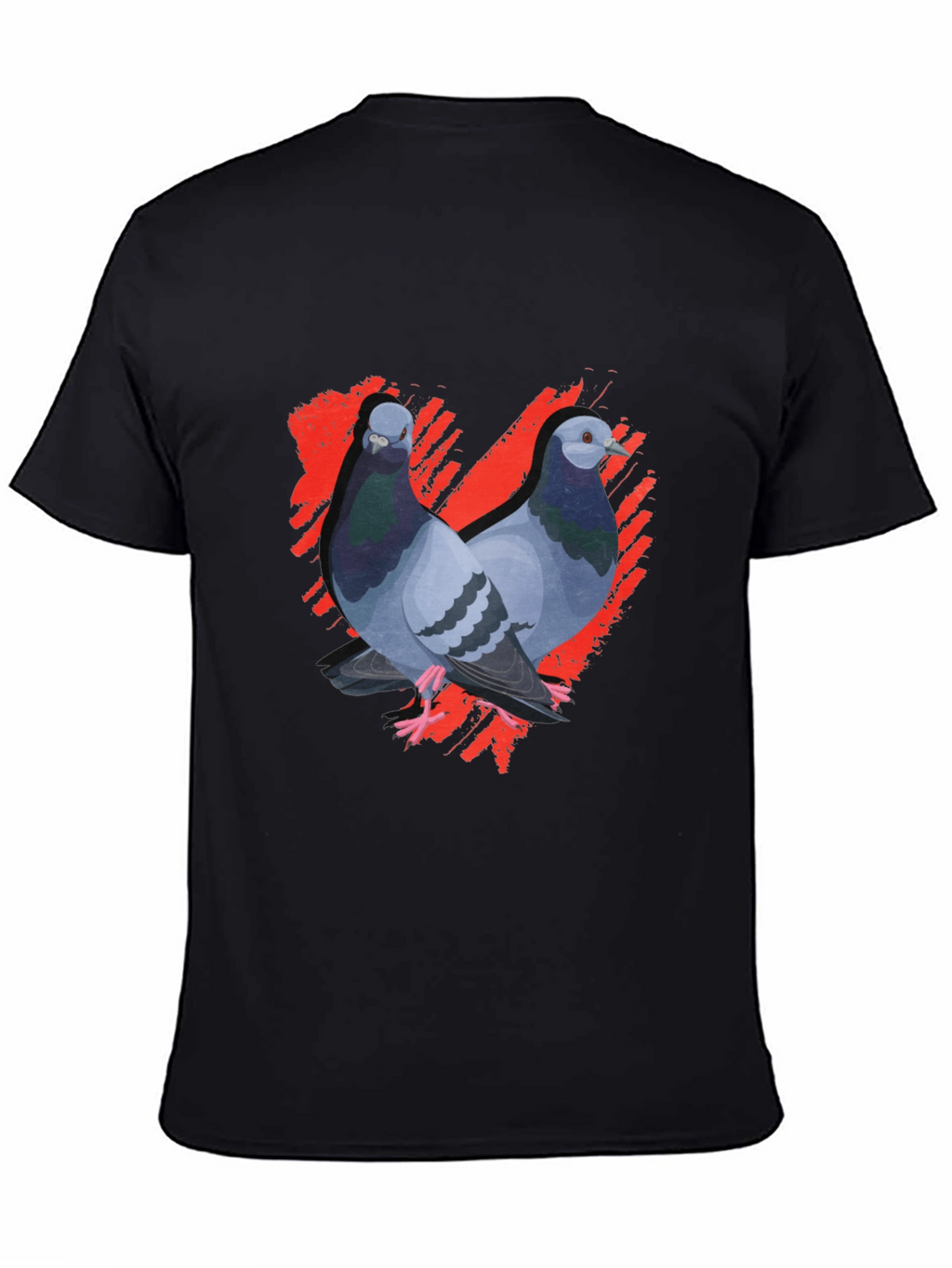 Pigeon Love Graphic Tee - Black Cotton T-Shirt