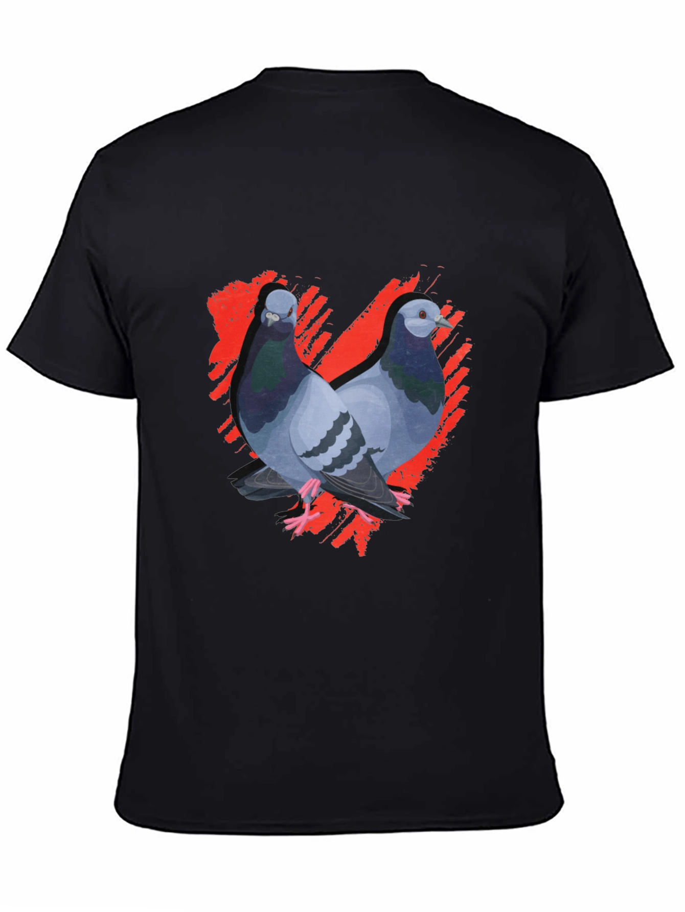 Pigeon Love Graphic Tee - Black Cotton T-Shirt