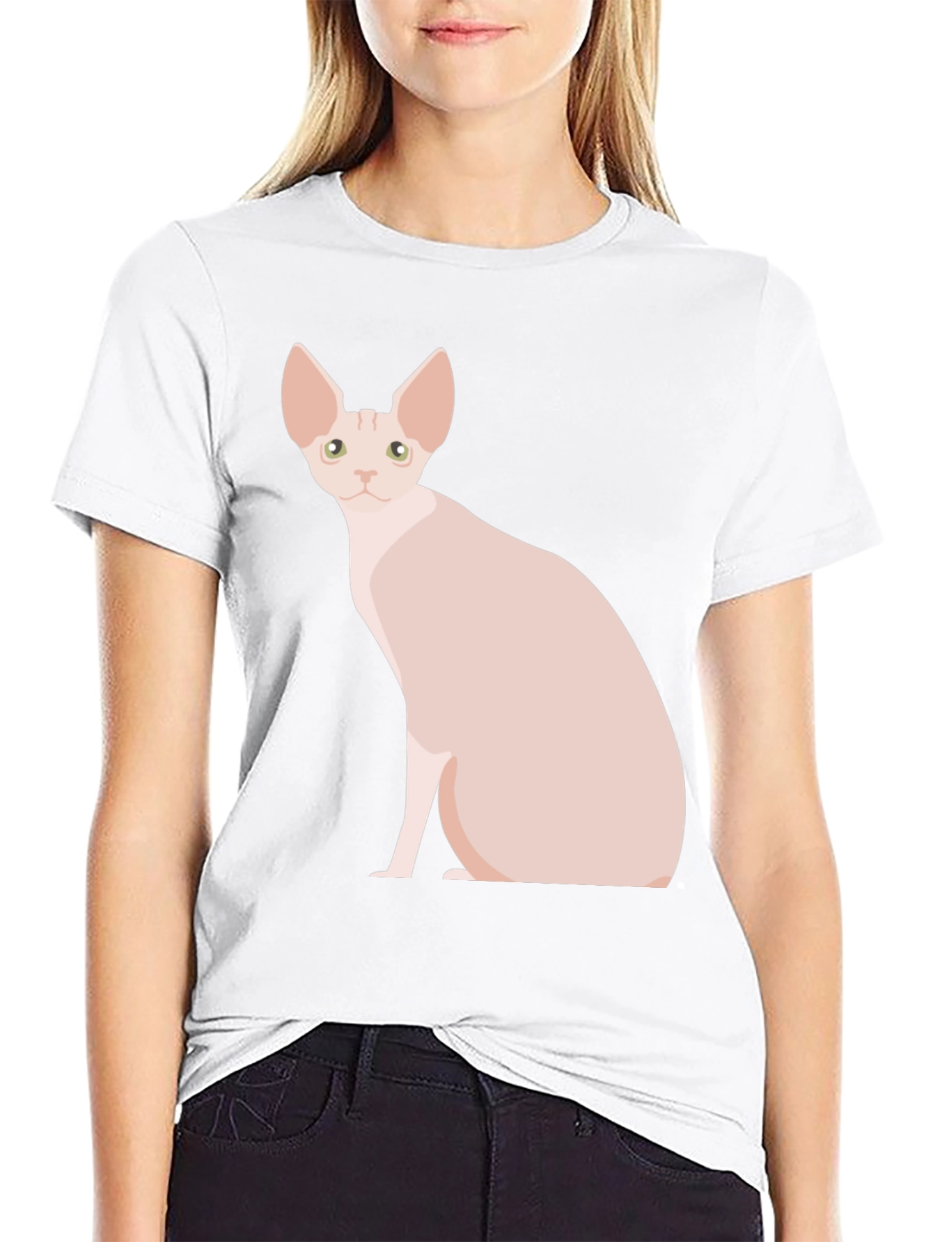 Sphynx Cat Graphic T-Shirt - Black Cotton Tee