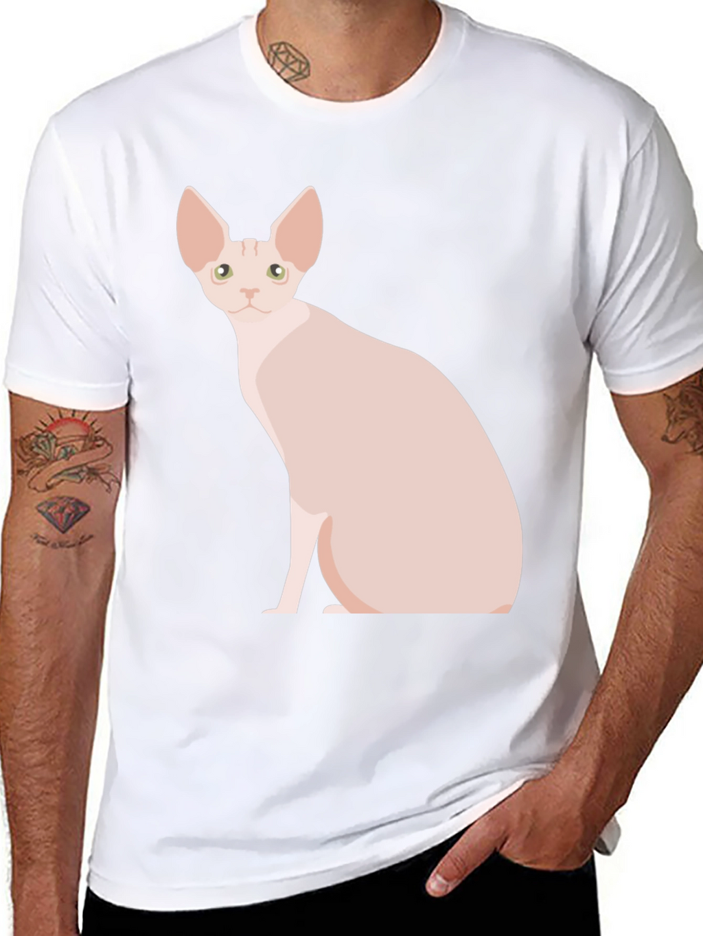 Sphynx Cat Graphic T-Shirt - Black Cotton Tee
