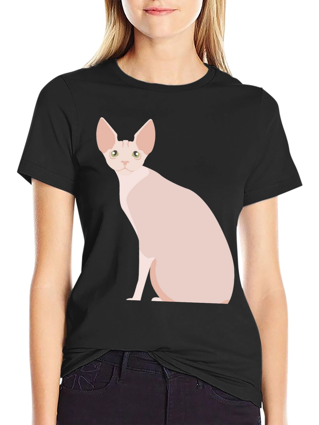 Sphynx Cat Graphic T-Shirt - Black Cotton Tee