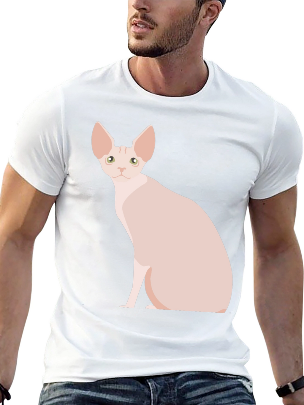 Sphynx Cat Graphic T-Shirt - Black Cotton Tee