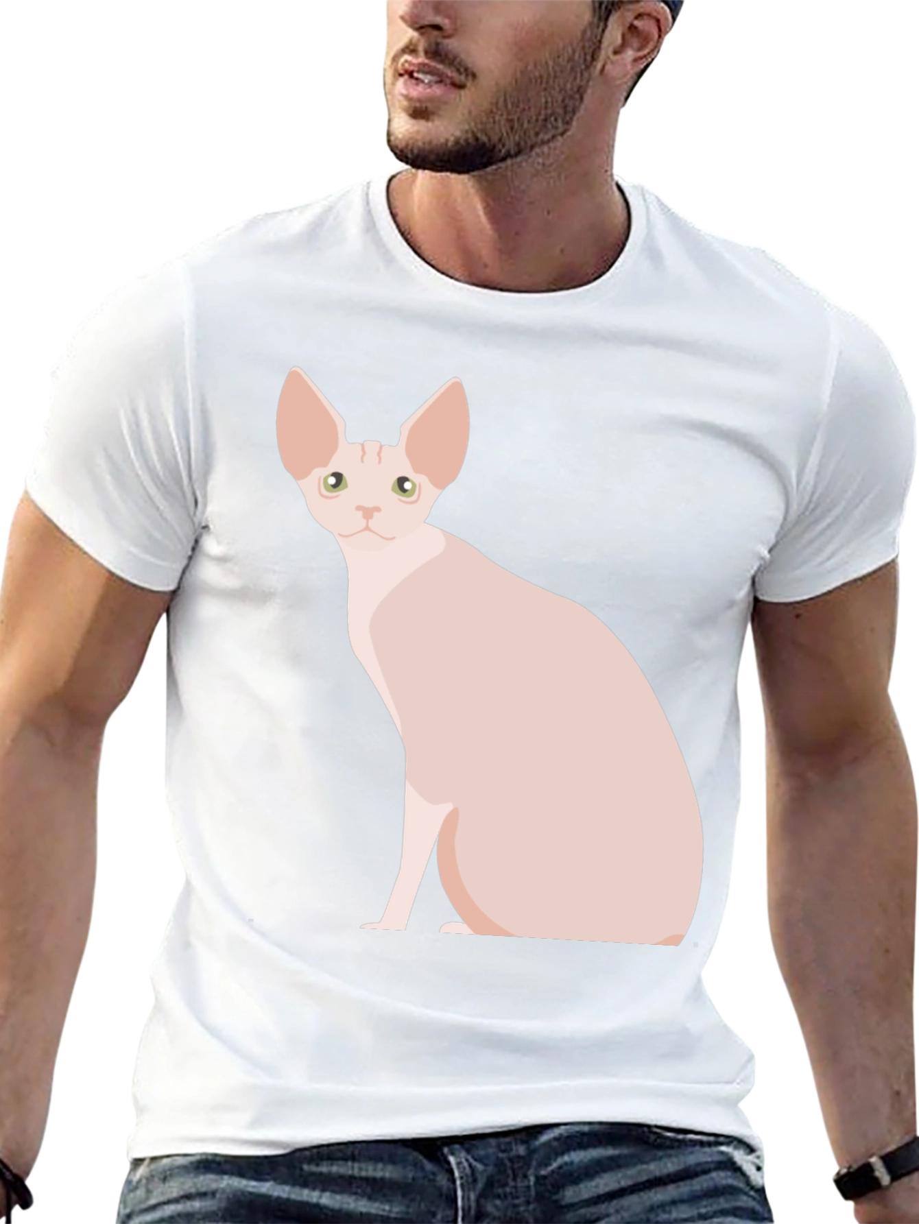 Sphynx Cat Graphic T-Shirt - Black Cotton Tee