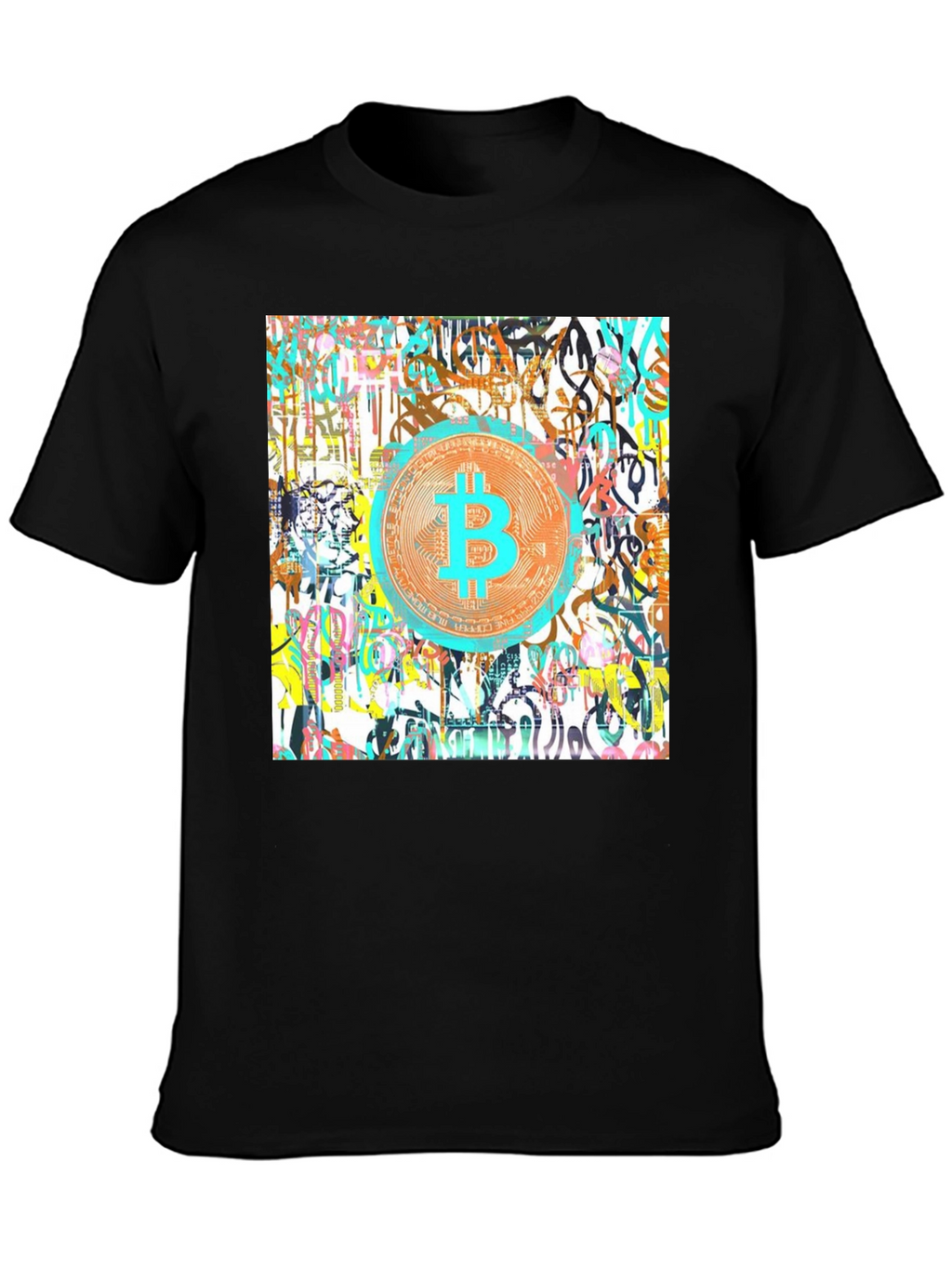 Bitcoin Graffiti Art Mens Black T-Shirt