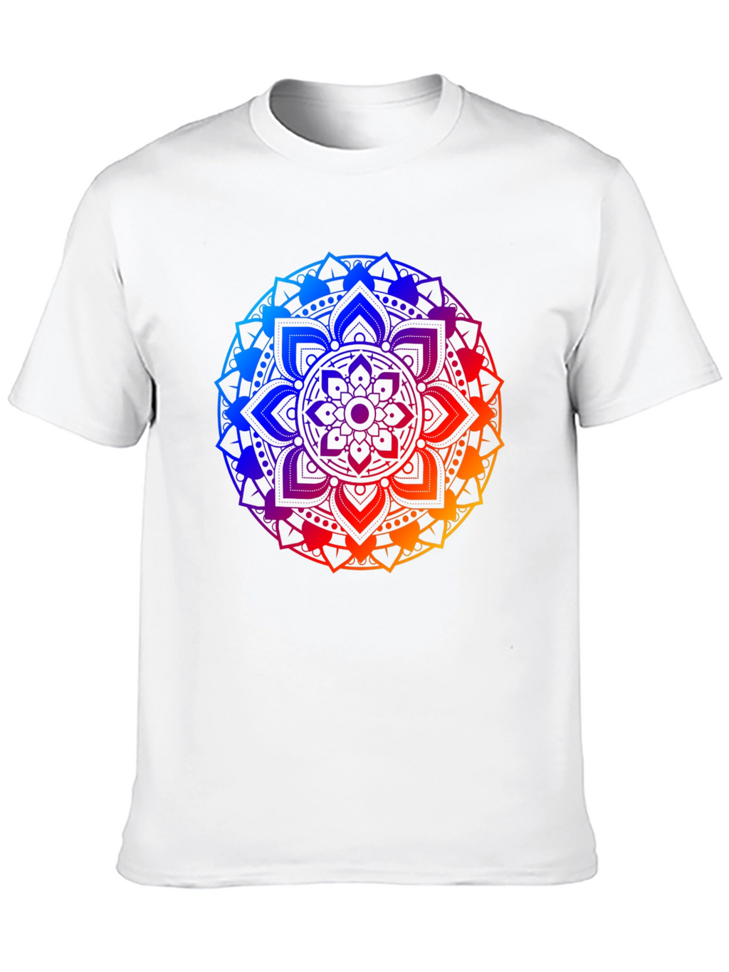Rainbow Mandala Graphic Tee - Black Cotton Blend