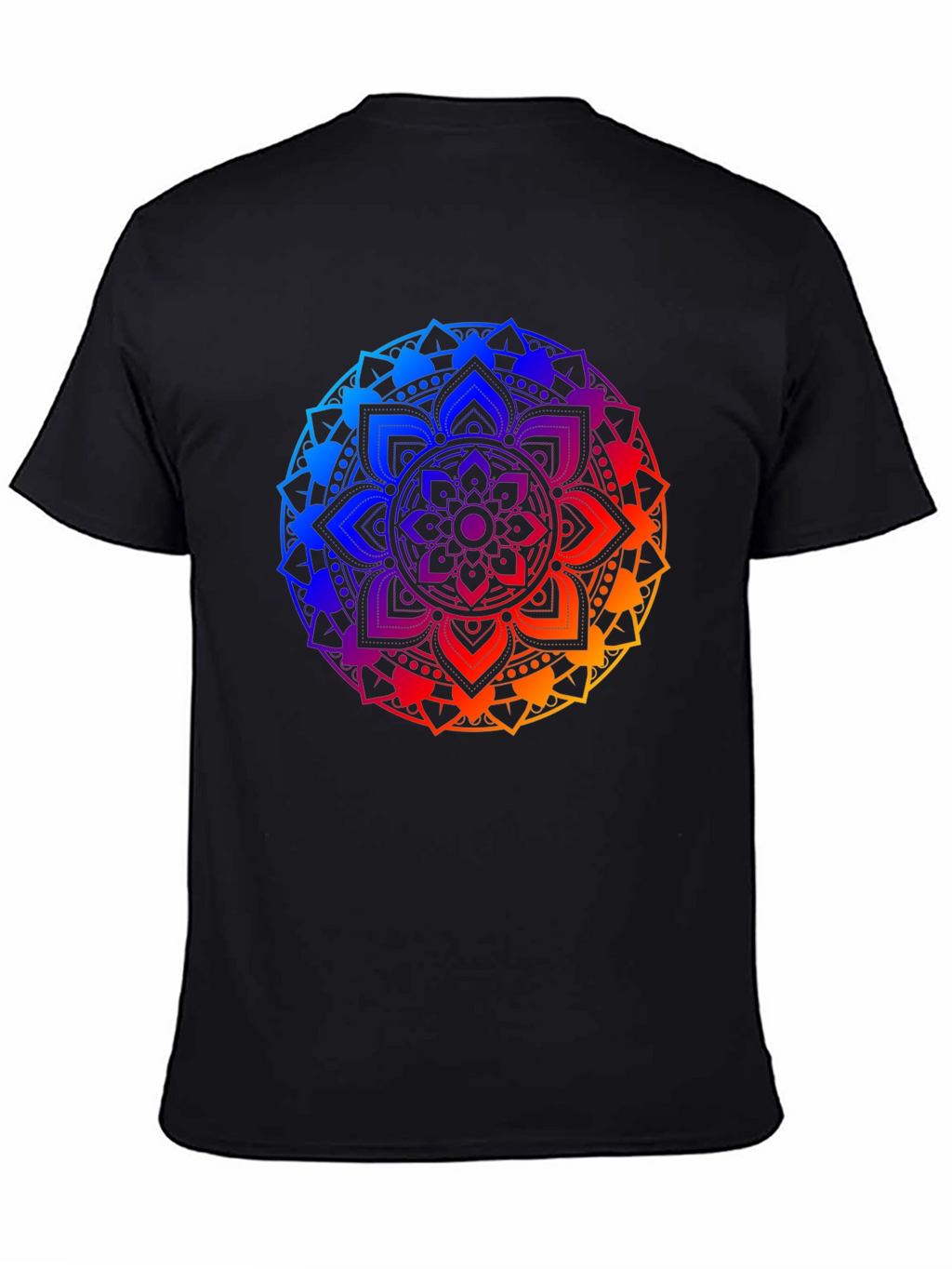Rainbow Mandala Graphic Tee - Black Cotton Blend