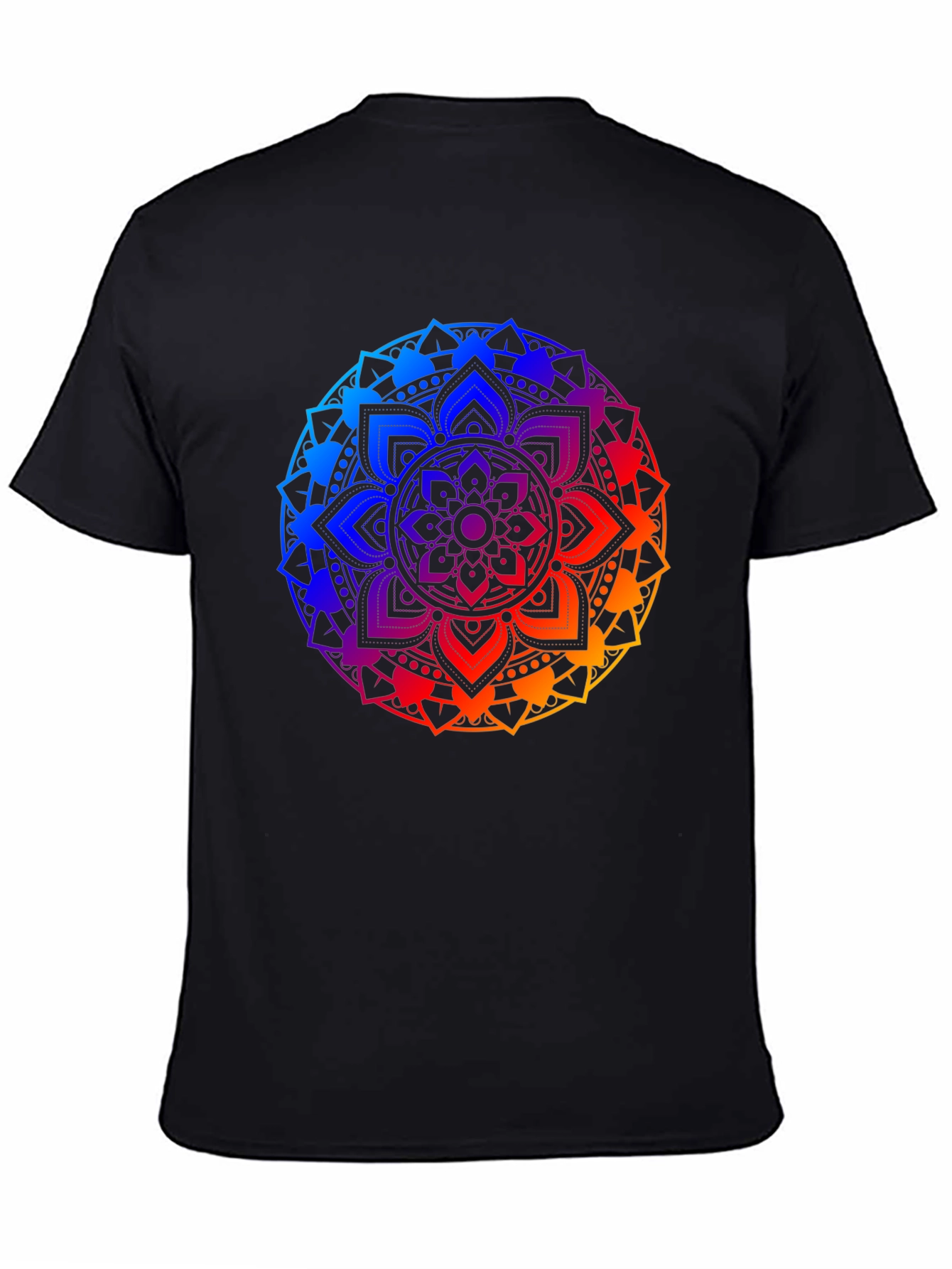 Rainbow Mandala Graphic Tee - Black Cotton Blend