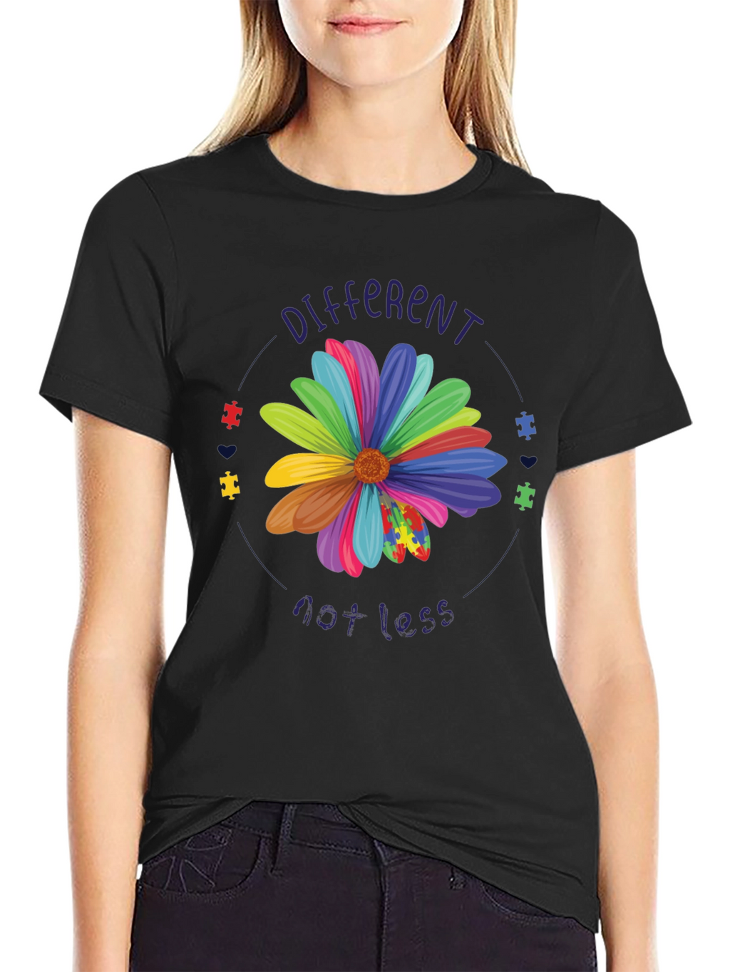 Autism Awareness Flower T-Shirt - Different Not Less