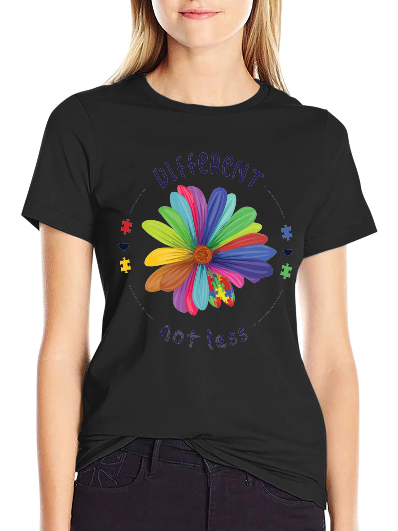 Autism Awareness Flower T-Shirt - Different Not Less