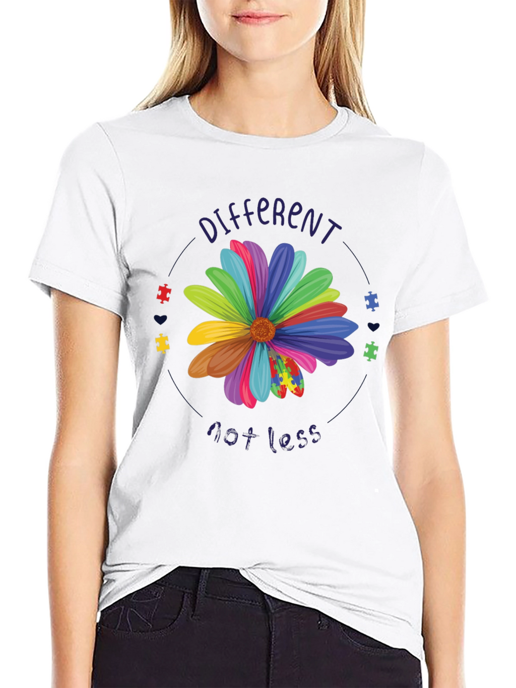 Autism Awareness Flower T-Shirt - Different Not Less