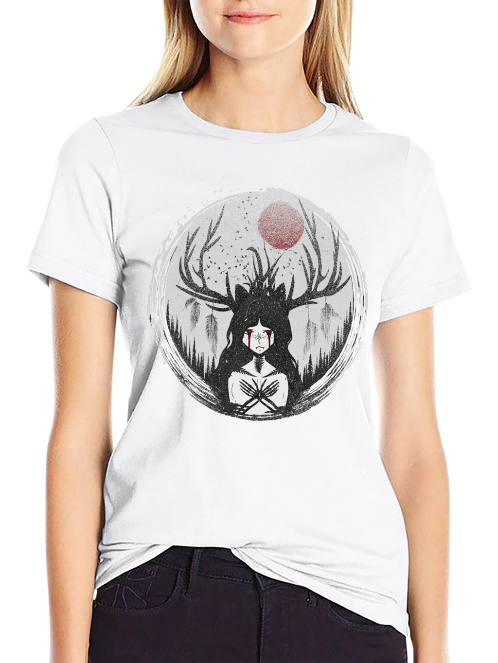 Mystic Antler T-Shirt - Dark Forest Design