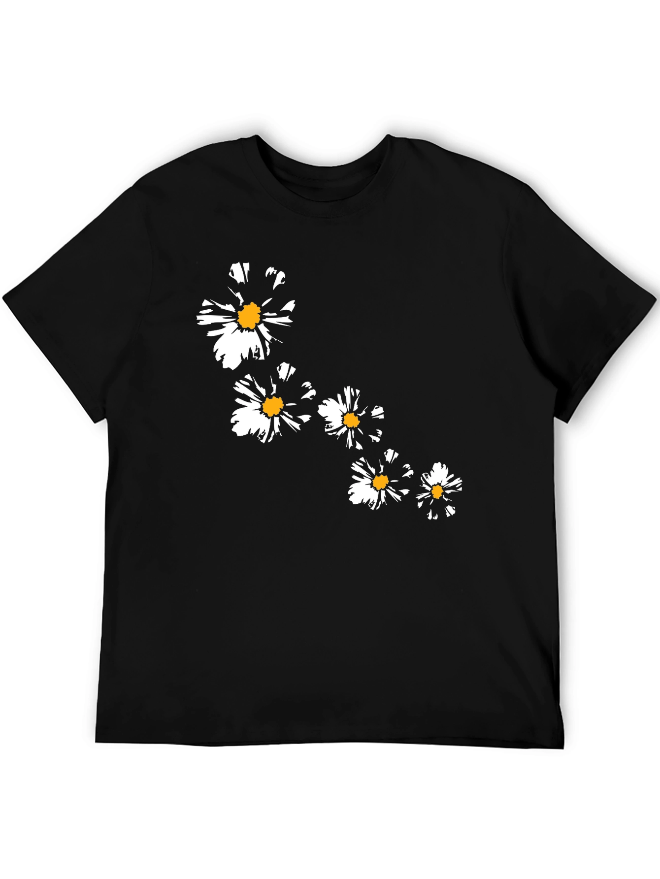 Floral Daisy Graphic T-Shirt - Stylish Black Tee