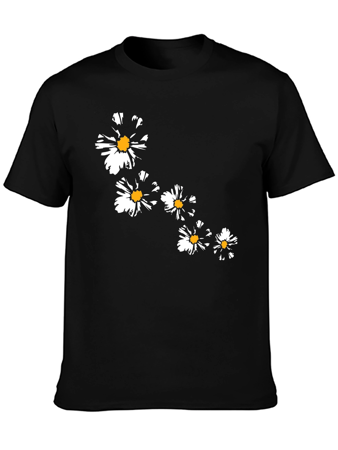 Floral Daisy Graphic T-Shirt - Stylish Black Tee