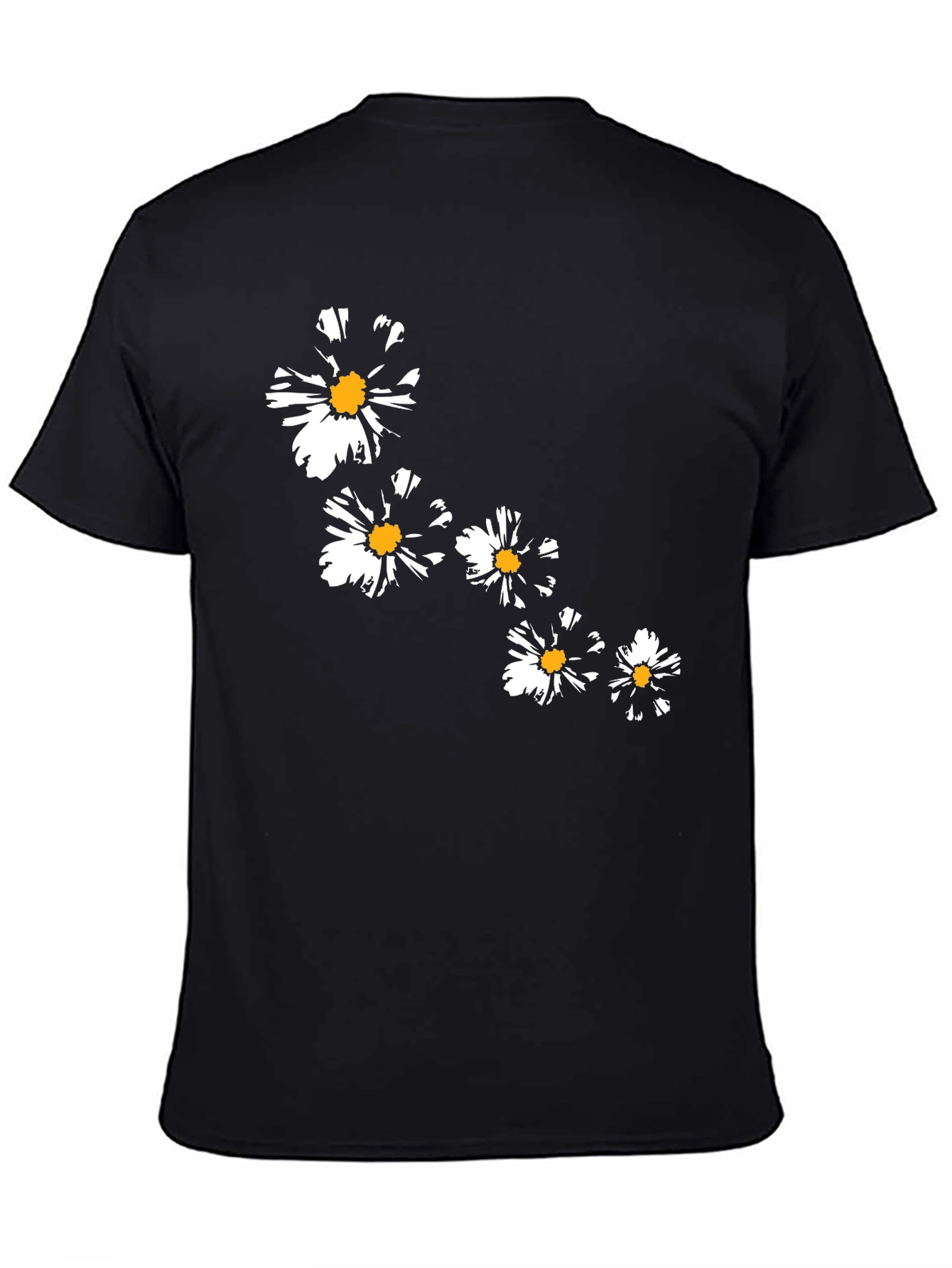 Floral Daisy Graphic T-Shirt - Stylish Black Tee