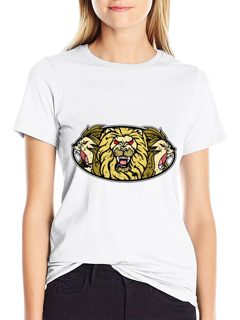 Lion Heads Graphic Tee - Mens Black T-Shirt