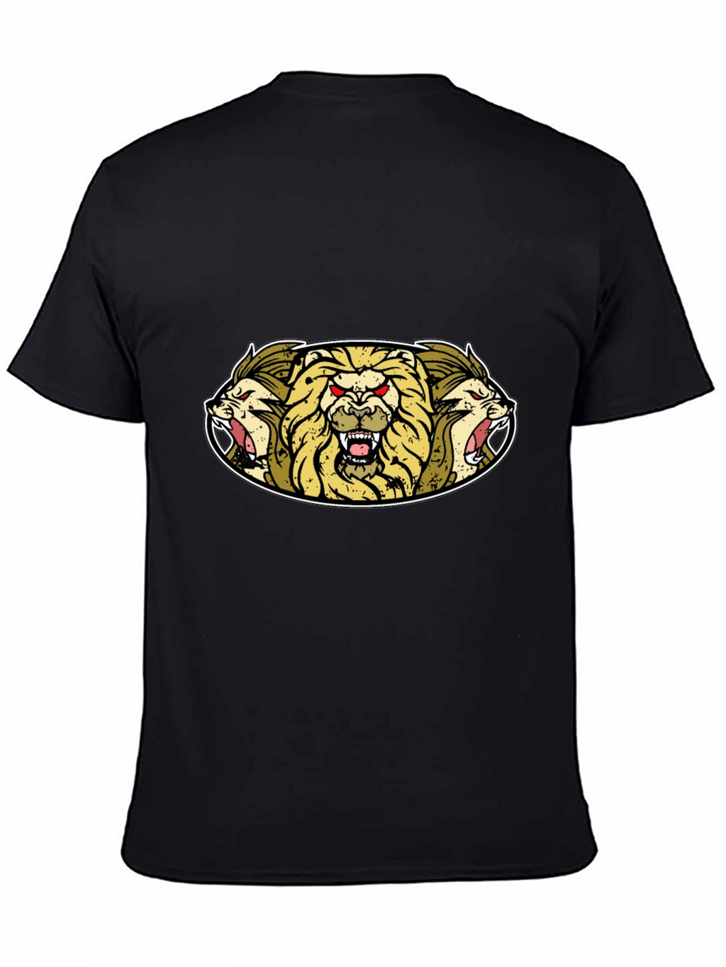 Lion Heads Graphic Tee - Mens Black T-Shirt