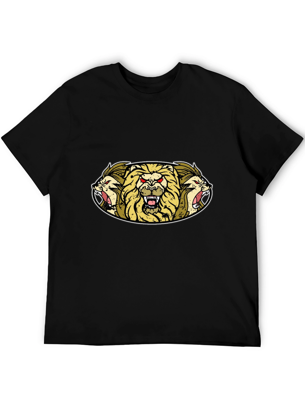 Lion Heads Graphic Tee - Mens Black T-Shirt