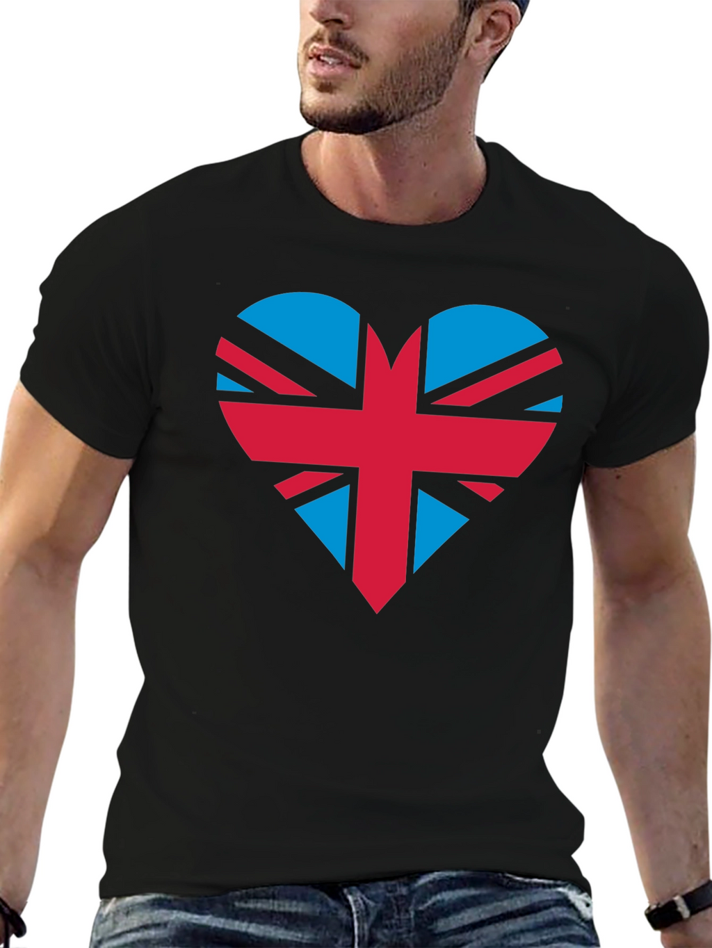 Union Jack Heart Graphic Tee - Black