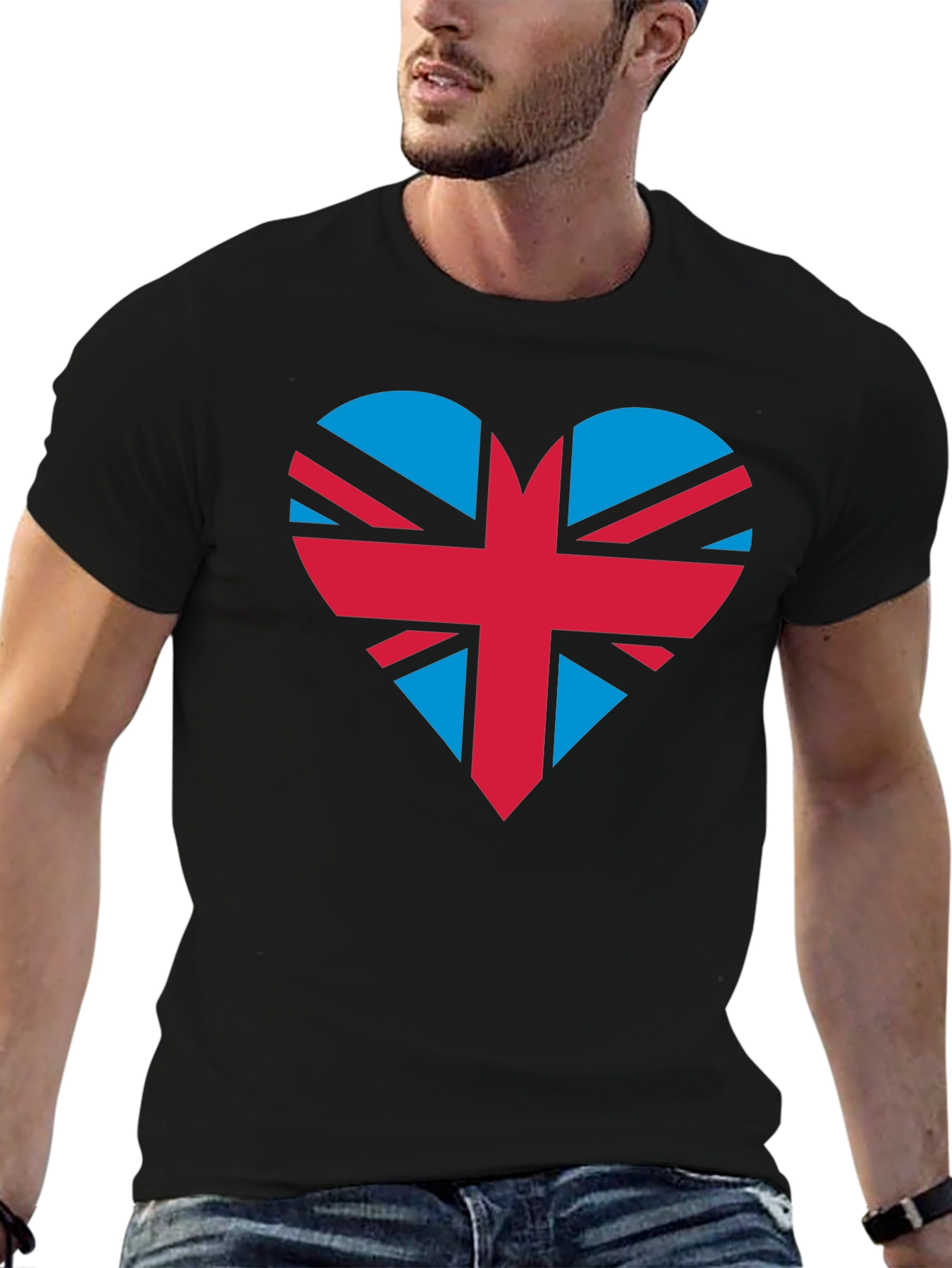 Union Jack Heart Graphic Tee - Black