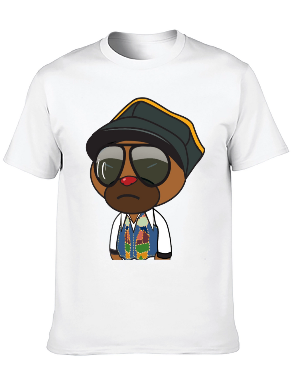 Cool Cartoon Bear Graphic Tee - Black