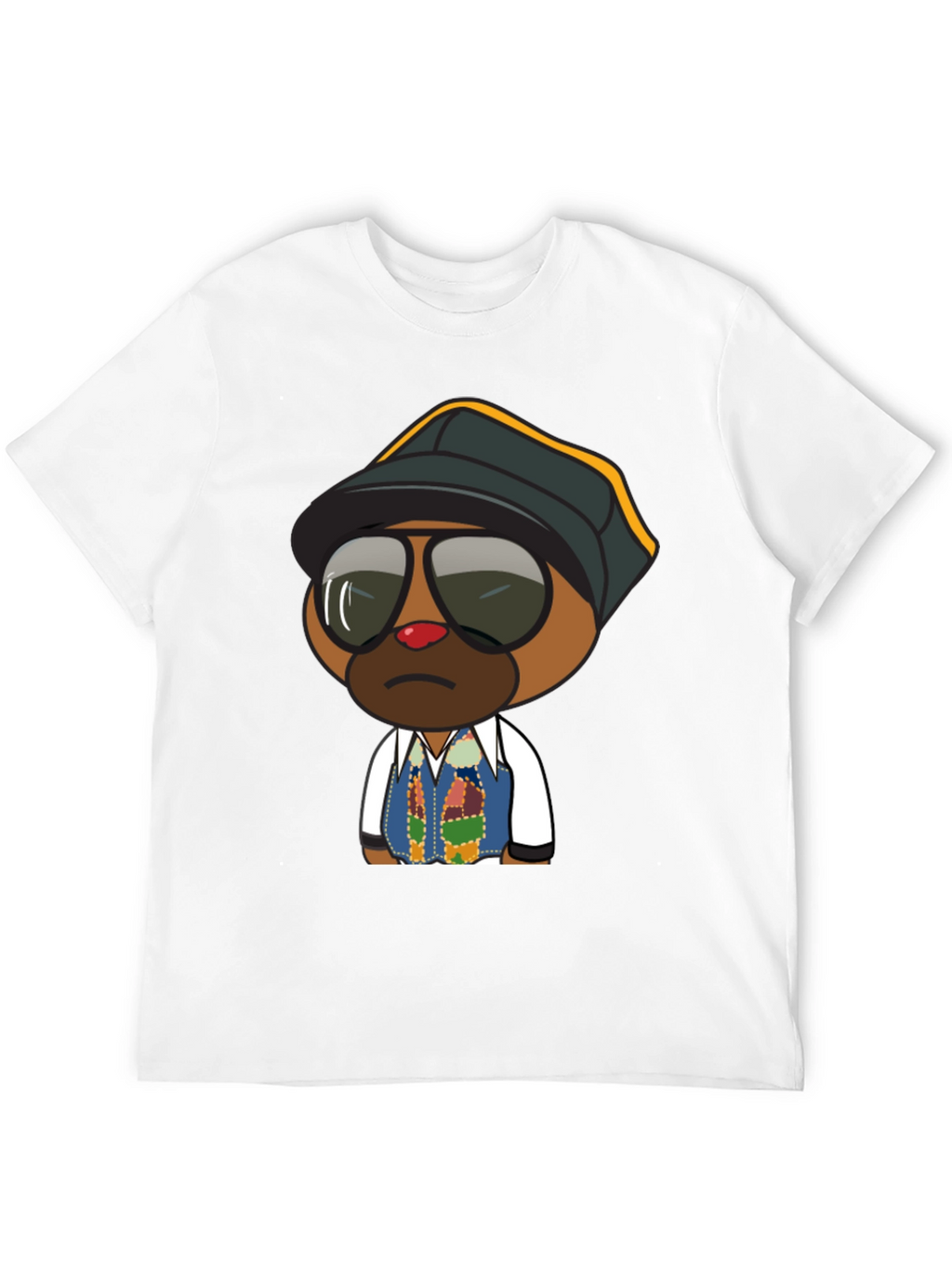 Cool Cartoon Bear Graphic Tee - Black