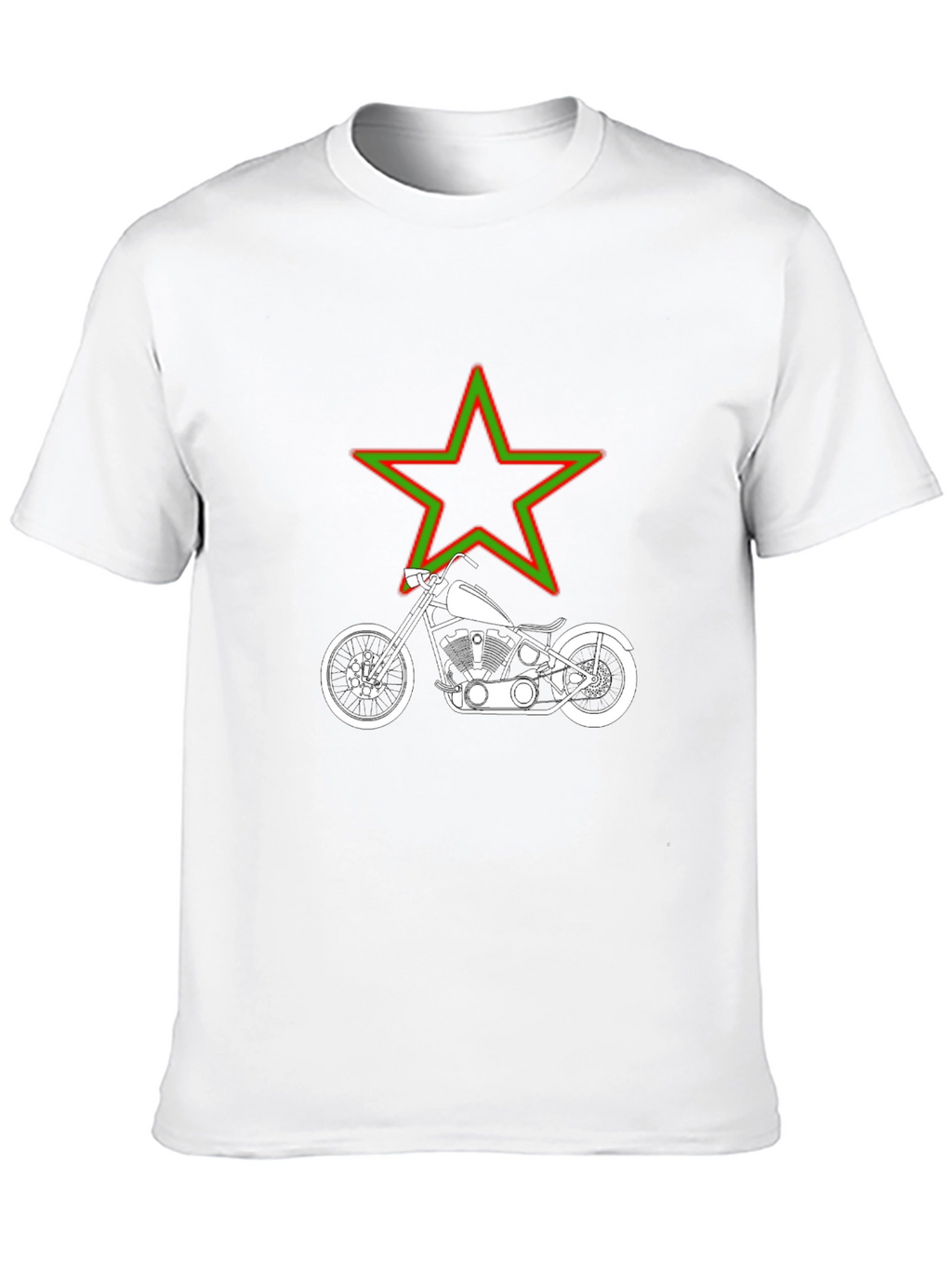 Motorcycle & Star Graphic T-Shirt - Black