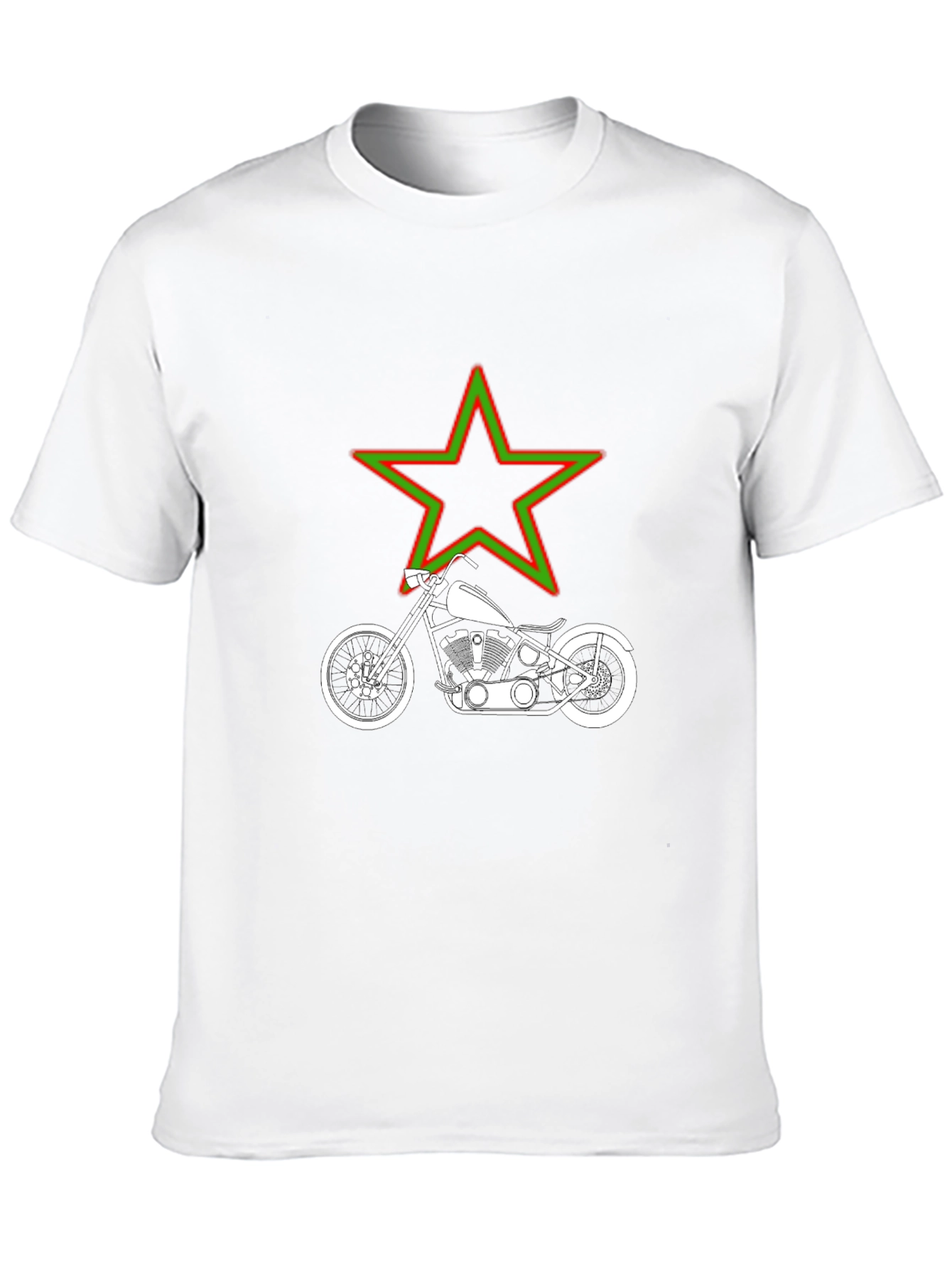 Motorcycle & Star Graphic T-Shirt - Black
