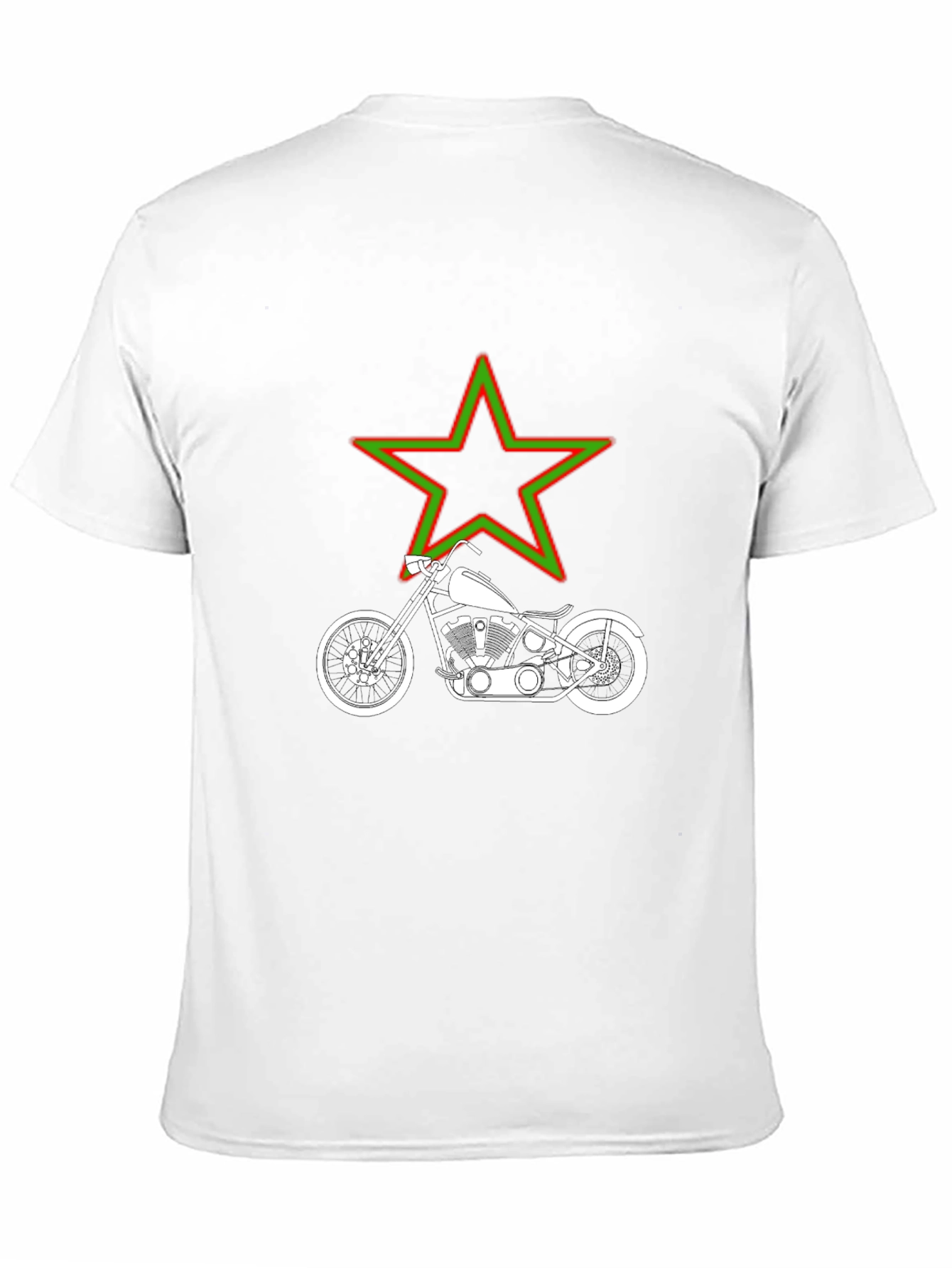 Motorcycle & Star Graphic T-Shirt - Black