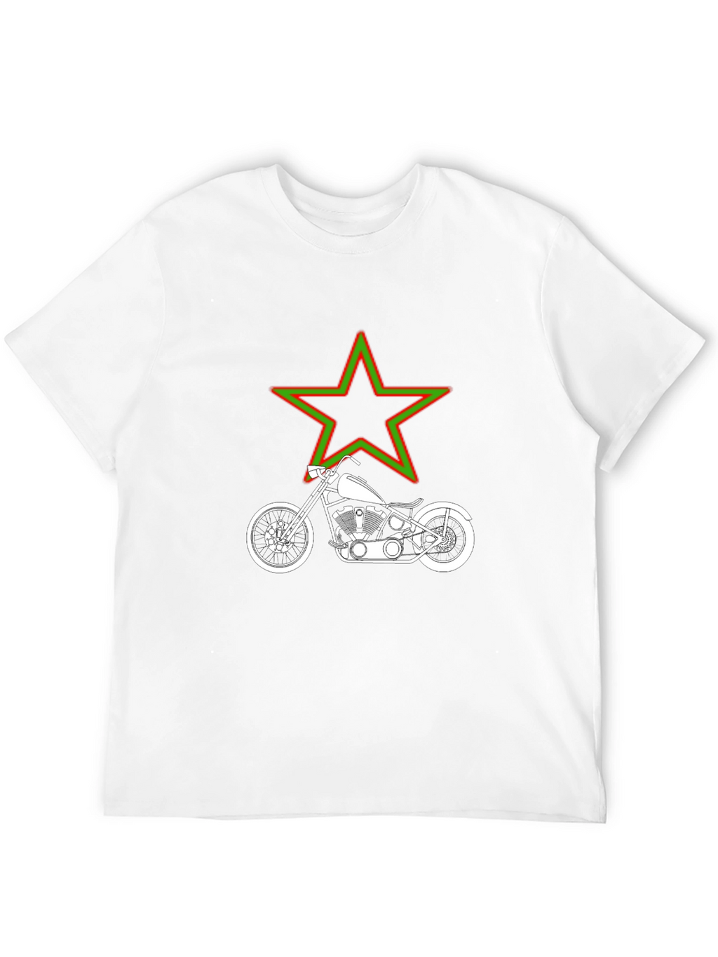 Motorcycle & Star Graphic T-Shirt - Black