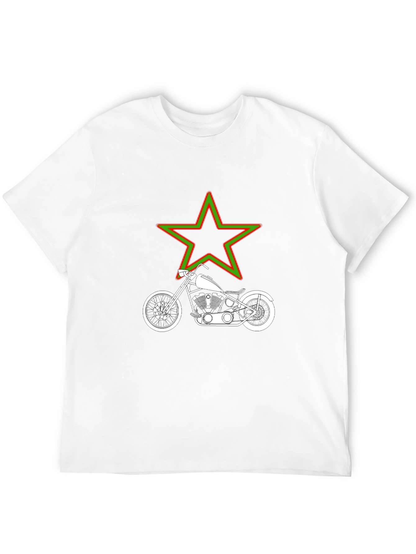 Motorcycle & Star Graphic T-Shirt - Black
