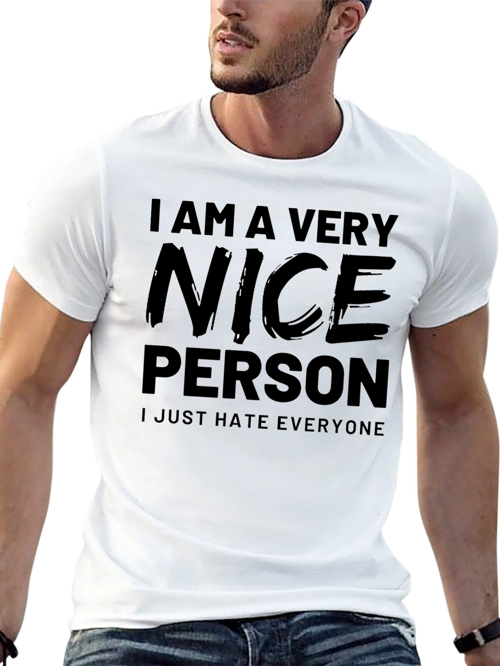 Funny I Am A Very Nice Person Black T-Shirt
