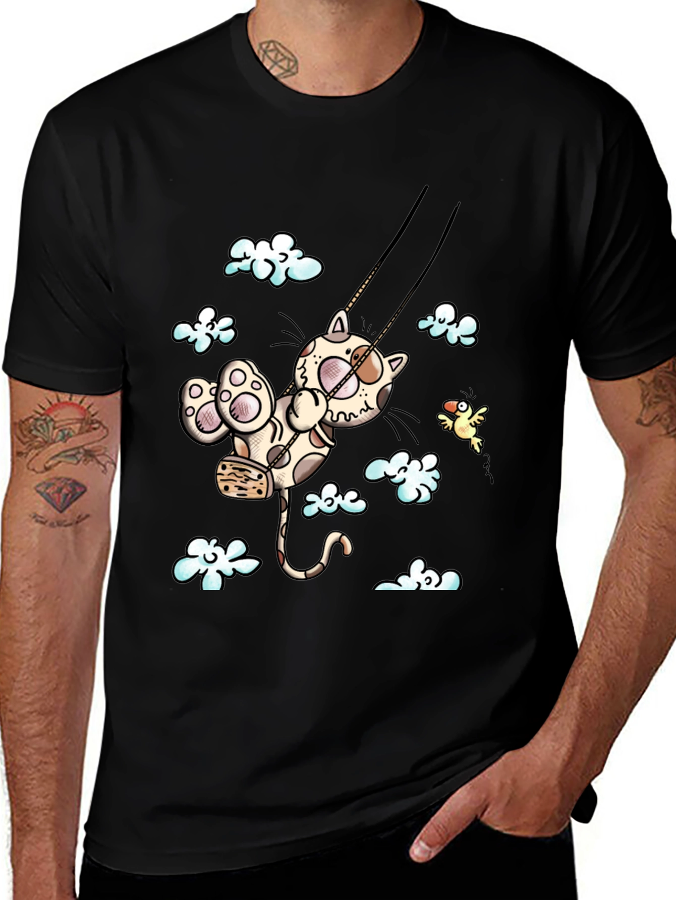 Cat Swing Cartoon T-Shirt