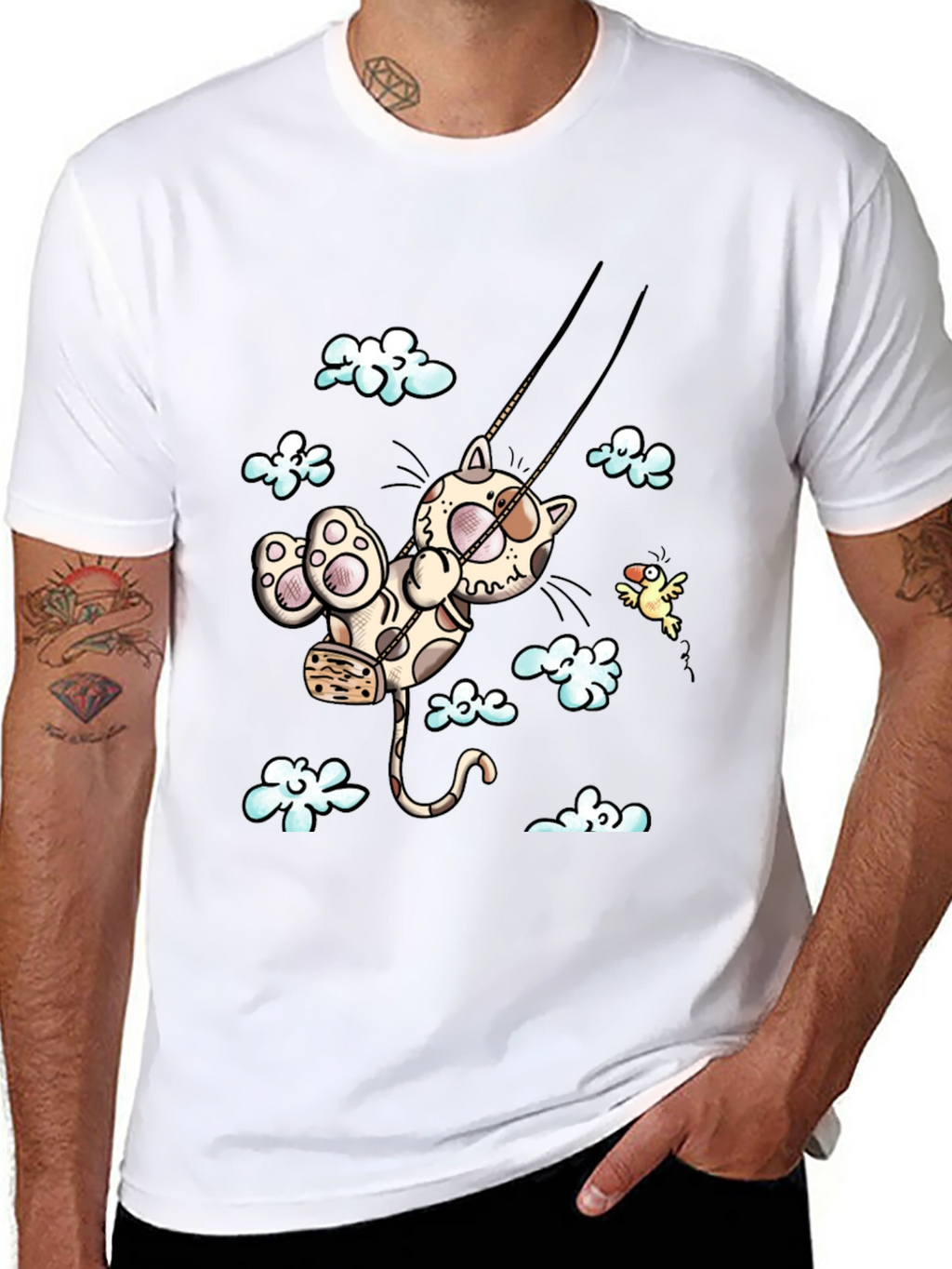 Cat Swing Cartoon T-Shirt