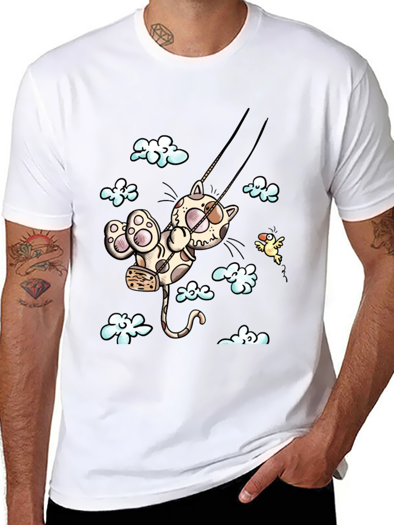 Cat Swing Cartoon T-Shirt