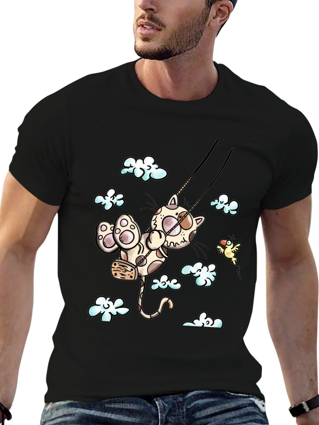 Cat Swing Cartoon T-Shirt