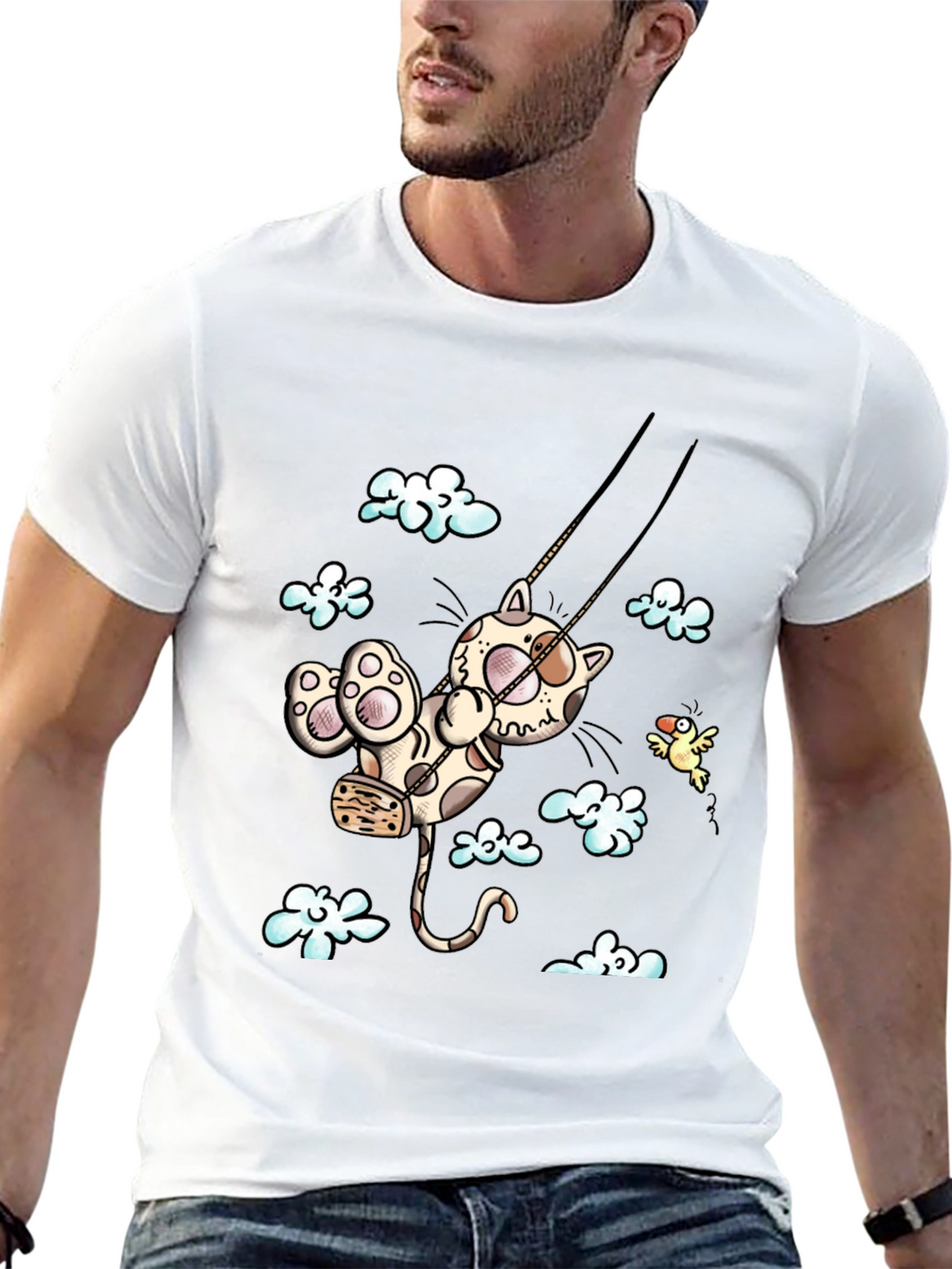 Cat Swing Cartoon T-Shirt