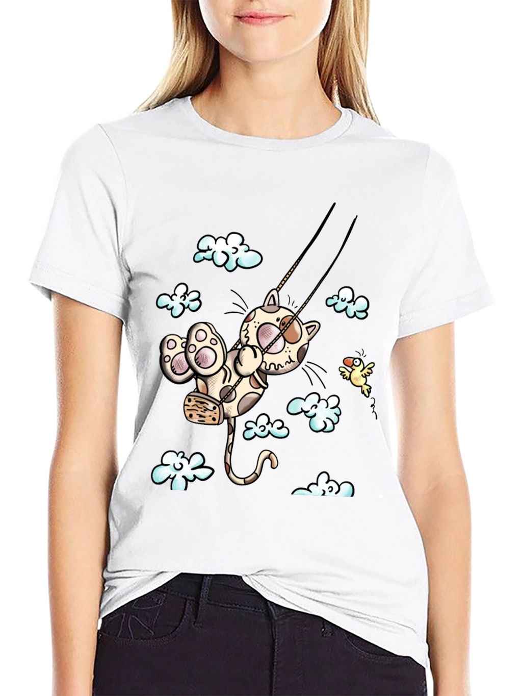Cat Swing Cartoon T-Shirt