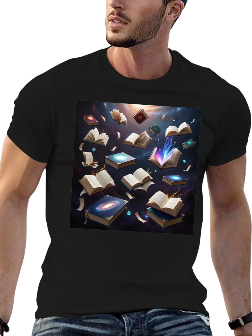 Cosmic Library Black T-Shirt - Read the Universe