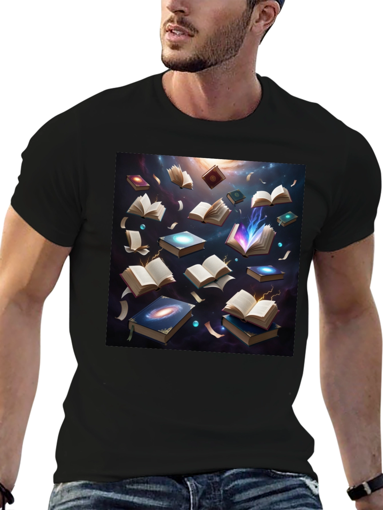Cosmic Library Black T-Shirt - Read the Universe