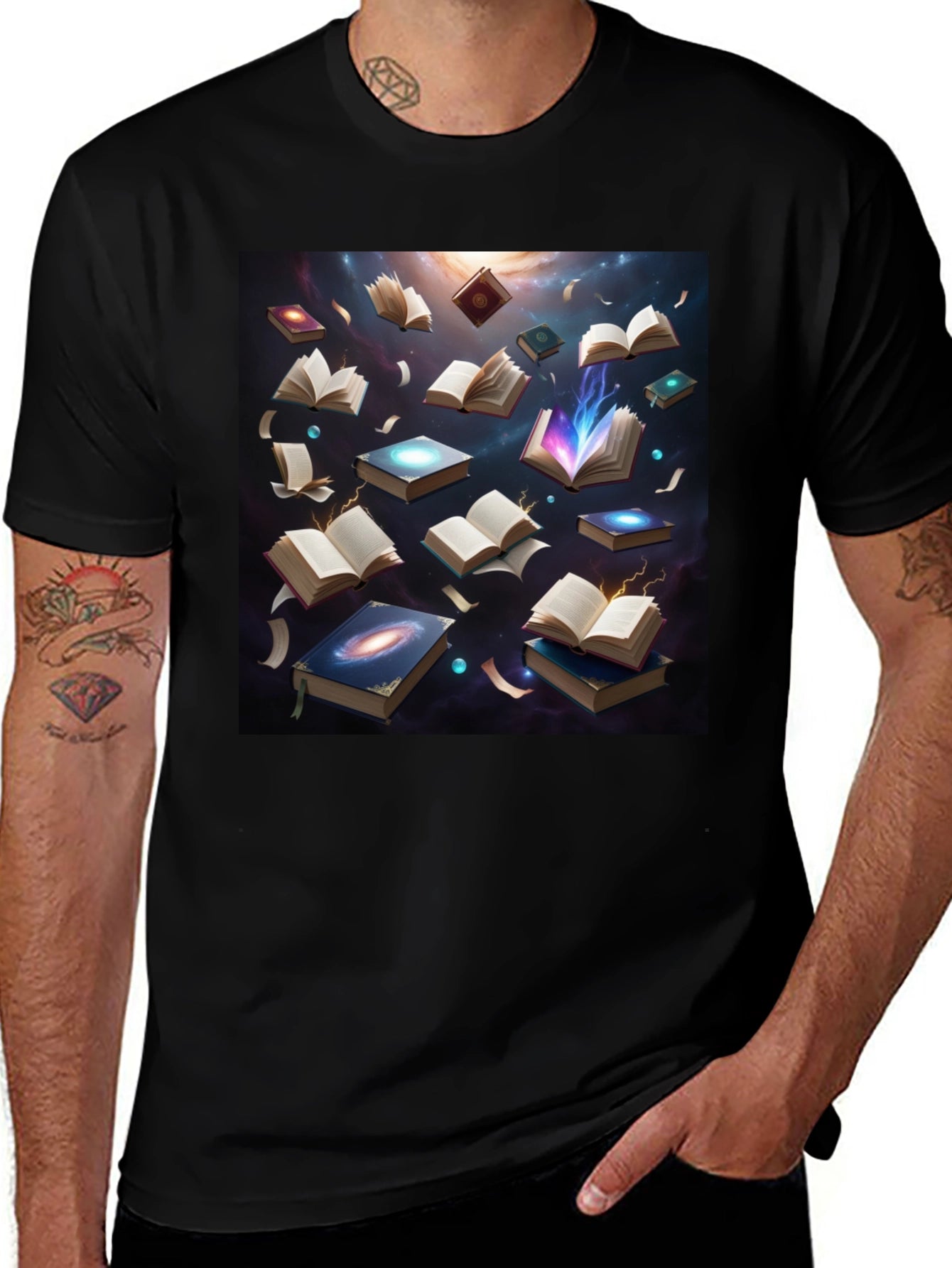 Cosmic Library Black T-Shirt - Read the Universe