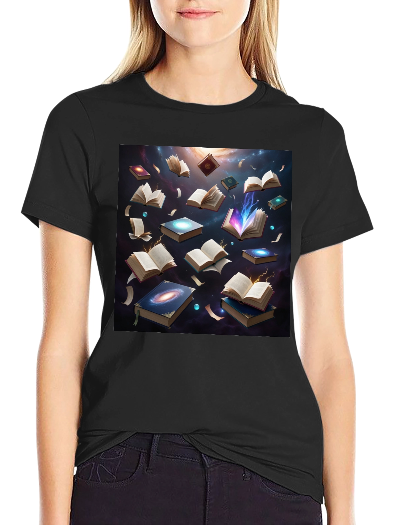 Cosmic Library Black T-Shirt - Read the Universe