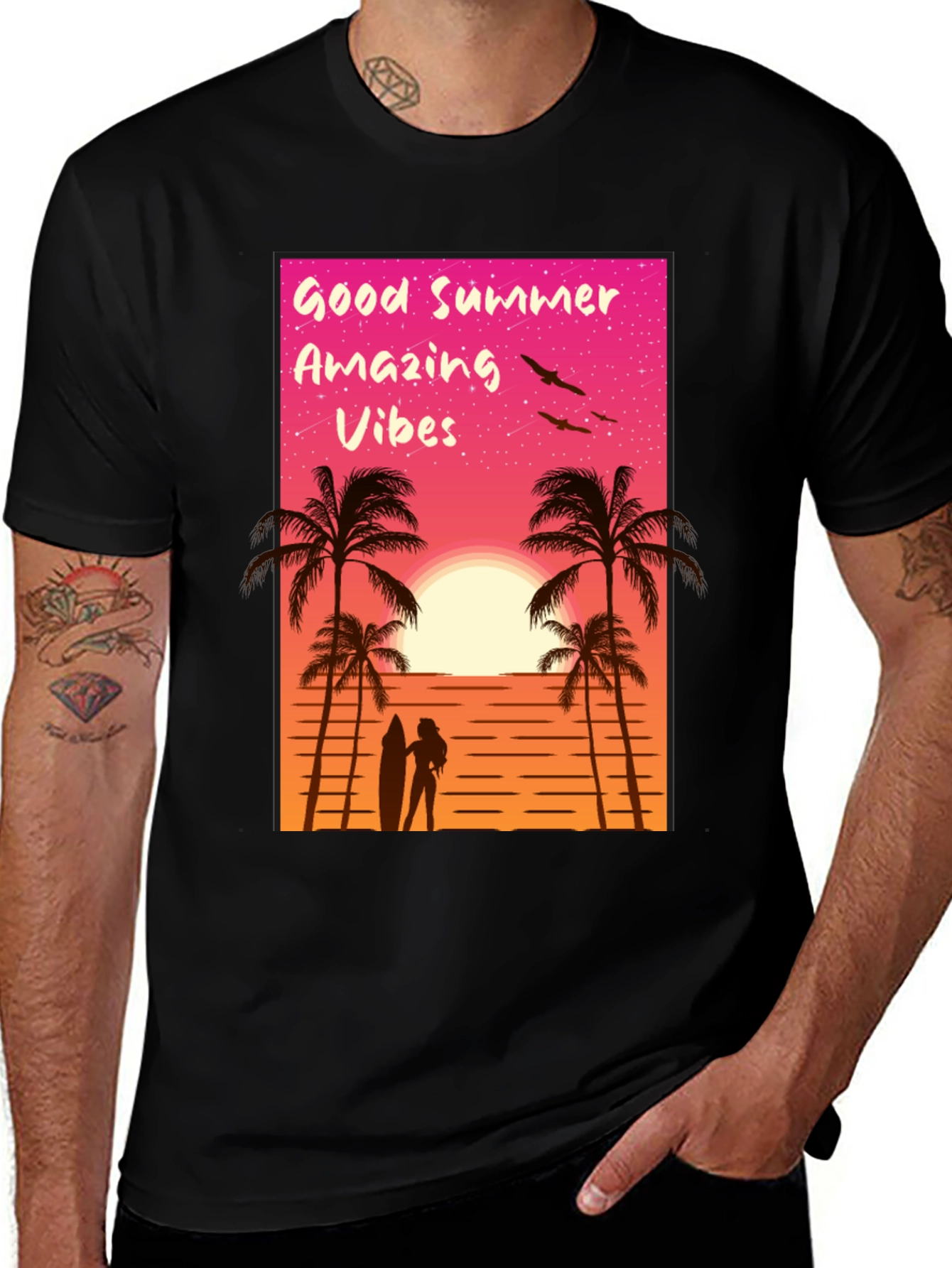 Good Summer Vibes Graphic T-Shirt - Beach Sunset Tee