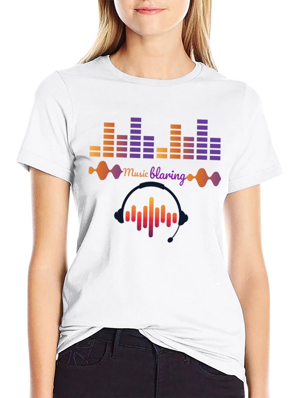 Music Blaring Graphic Tee - Sound Wave Design