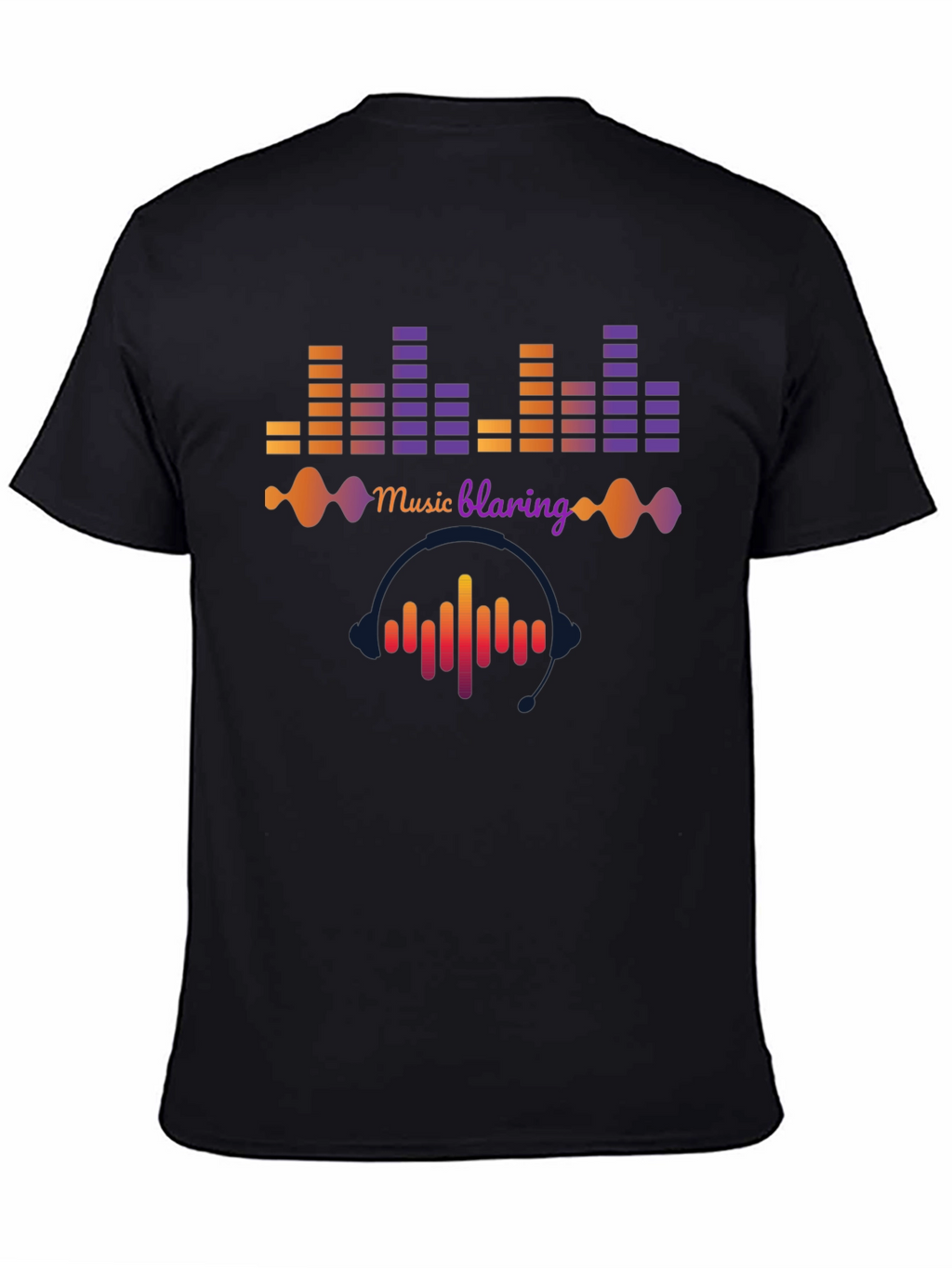 Music Blaring Graphic Tee - Sound Wave Design