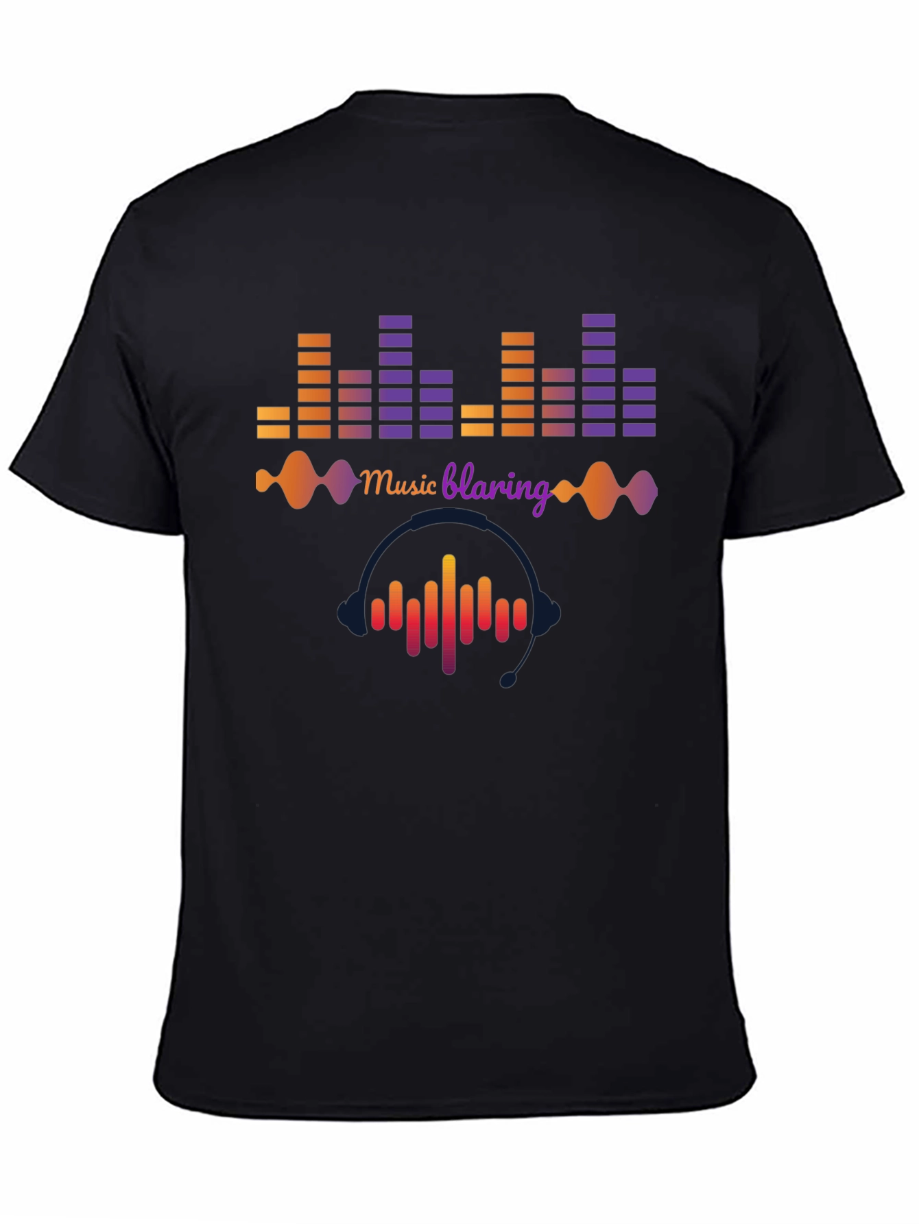 Music Blaring Graphic Tee - Sound Wave Design