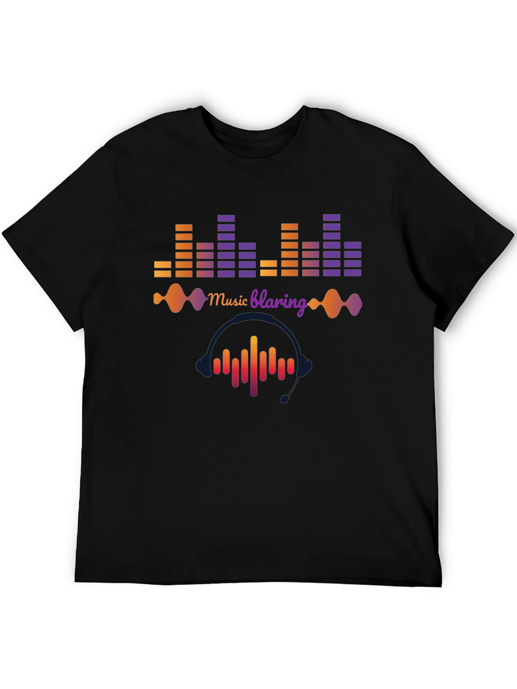 Music Blaring Graphic Tee - Sound Wave Design