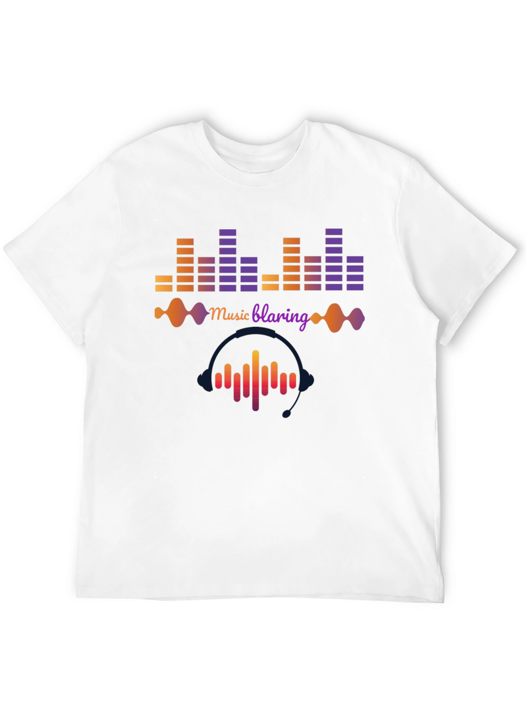 Music Blaring Graphic Tee - Sound Wave Design