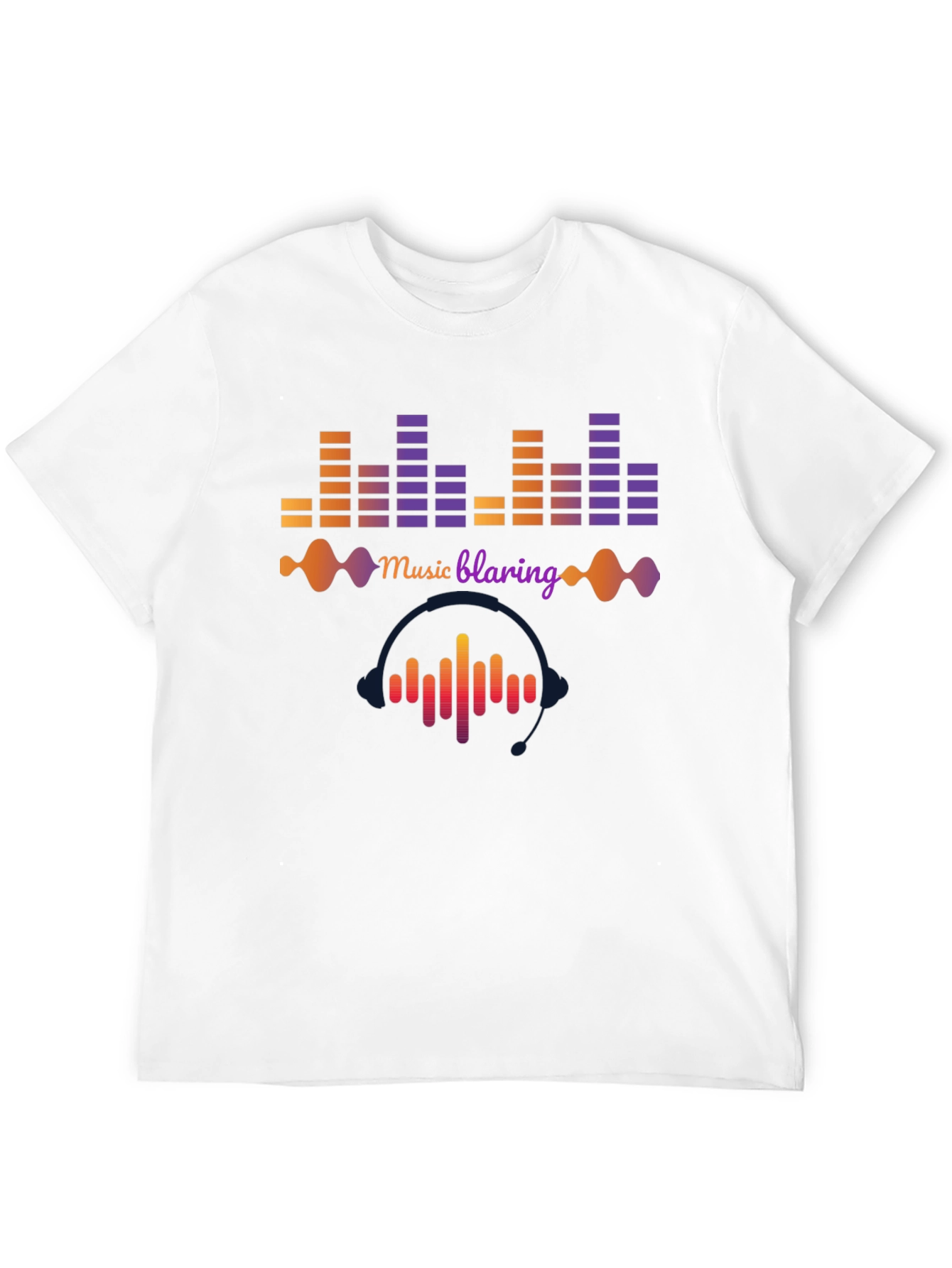 Music Blaring Graphic Tee - Sound Wave Design