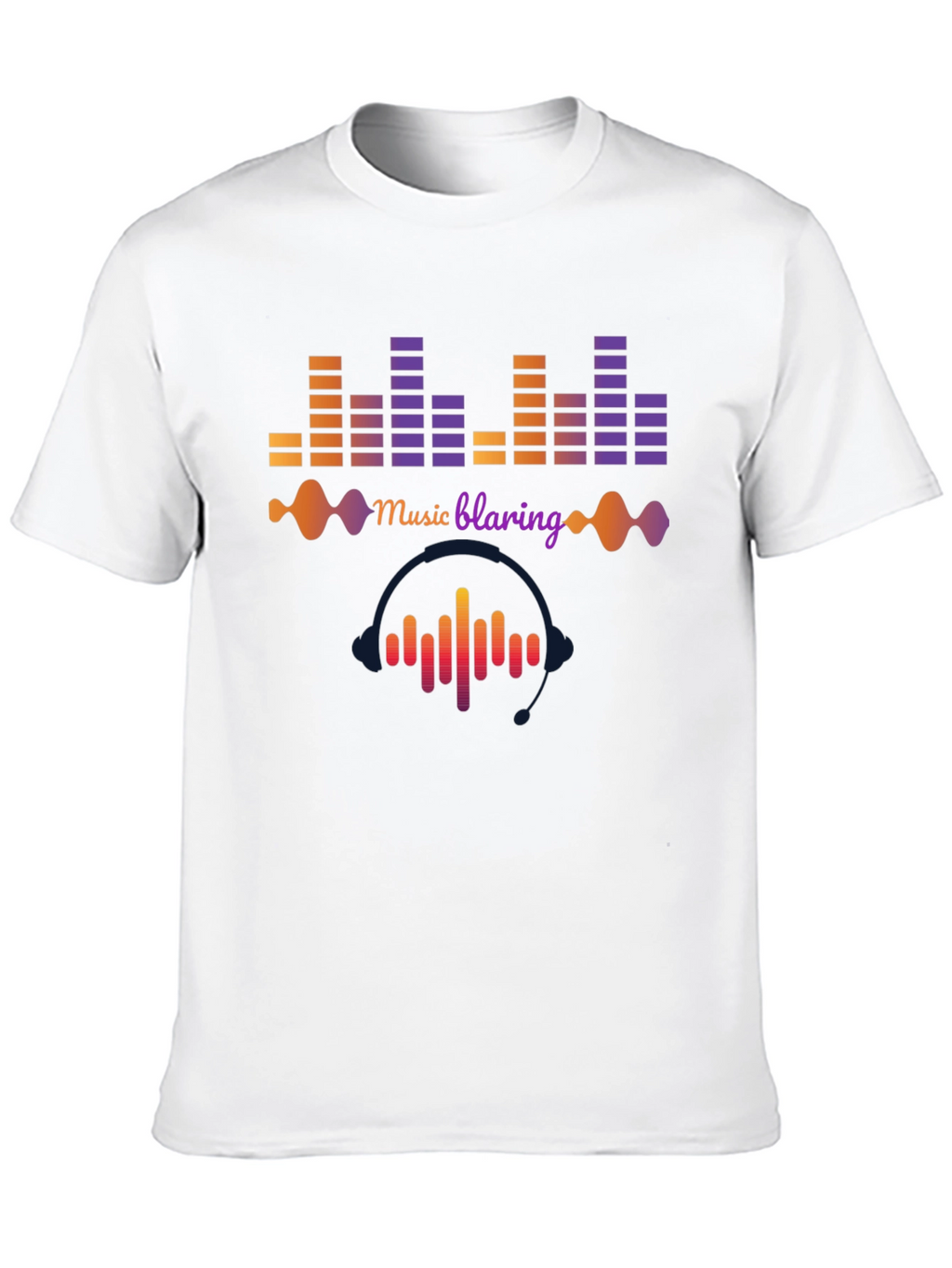 Music Blaring Graphic Tee - Sound Wave Design